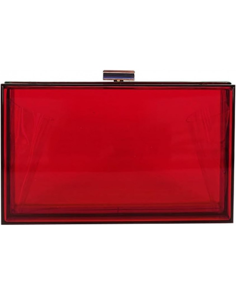 Women Clear Purse Acrylic Evening Clutch Bag Shoulder Handbag Unique Evening Bags and Clutches Crossbody Purse Dark Red(trans...