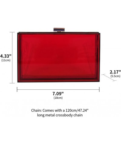 Women Clear Purse Acrylic Evening Clutch Bag Shoulder Handbag Unique Evening Bags and Clutches Crossbody Purse Dark Red(trans...