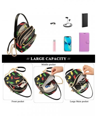 Hot Chili Peppers Multi Pockets Crossbody Bags for Women Zip Cell Phone Purse Wallet Bag with Detachable Shoulder Strap Cross...