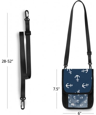 White Anchor Floral Navy Blue Small Crossbody Wallet Purse Cell Phone Bag Rfid Passport Holder with Credit Card Slots $11.19 ...