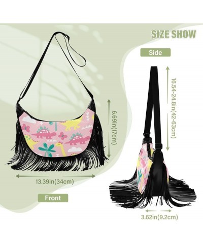 Women Fringe Tassel Cross Body Bag Watercolor Eiffel Tower Grey Leisure Shoulder Bag Color230 $11.10 Crossbody Bags