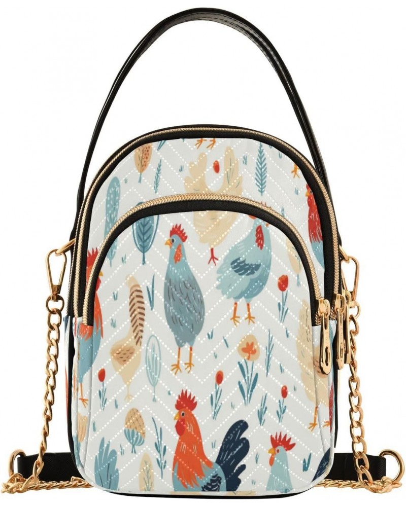 Quilted Crossbody Bags for Women,Chicken Rooster01 Women's Crossbody Handbags Small Travel Purses Phone Bag $9.02 Crossbody Bags