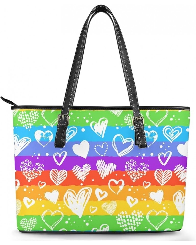 Butterfly Women's and Men's Bag Creative Tote Bag, PU Leather Laptop Bags Wallet, Shoulder Bag Casual Handbag Rainbow Stripes...