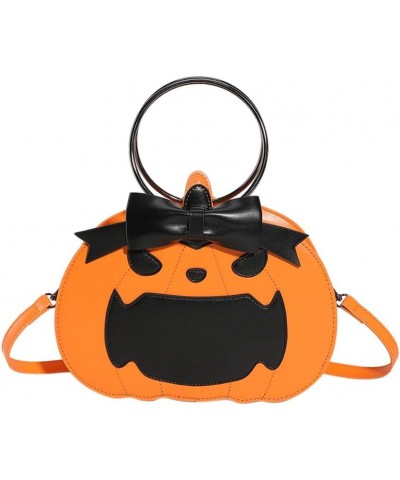 Women Pumpkin Crossbody Bag Cartoon Ring Top Handle Bag Novelty Leather Tote Bag Versatile Halloween Goodie Gift Bag Orange $...