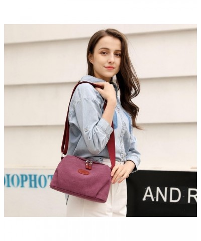 Crossbody Purse Bag Canvas Shoulder Bag for Women Multi-pocket Handbag Fashion Tote for Daily Use Purple $14.83 Totes