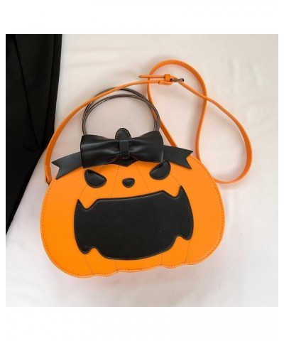 Women Pumpkin Crossbody Bag Cartoon Ring Top Handle Bag Novelty Leather Tote Bag Versatile Halloween Goodie Gift Bag Orange $...