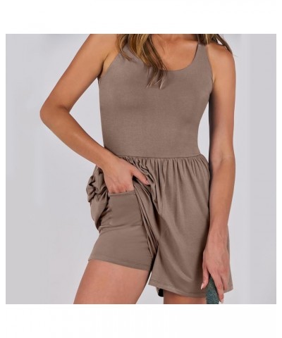 Cute Rompers And Jumpsuits for Women Jumpsuit With 4 Pockets Convict Jumpsuit Women 1-coffee➤➤ Womens Rompers 2024 Summer $10...