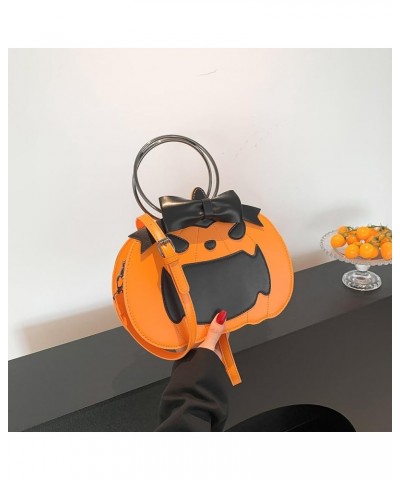 Women Pumpkin Crossbody Bag Cartoon Ring Top Handle Bag Novelty Leather Tote Bag Versatile Halloween Goodie Gift Bag Orange $...