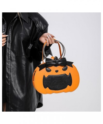 Women Pumpkin Crossbody Bag Cartoon Ring Top Handle Bag Novelty Leather Tote Bag Versatile Halloween Goodie Gift Bag Orange $...