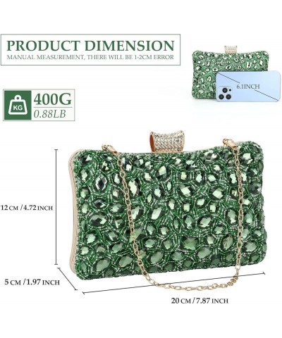 Sparkly Rhinestone Clutch Purse for Women Formal Beaded Crystal Evening Bag Wedding Prom Cocktail Party Handbag Forest Green ...