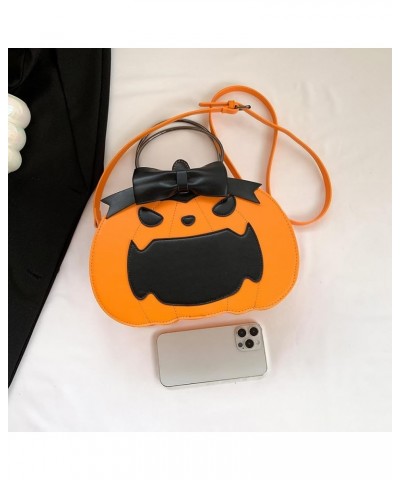 Women Pumpkin Crossbody Bag Cartoon Ring Top Handle Bag Novelty Leather Tote Bag Versatile Halloween Goodie Gift Bag Orange $...