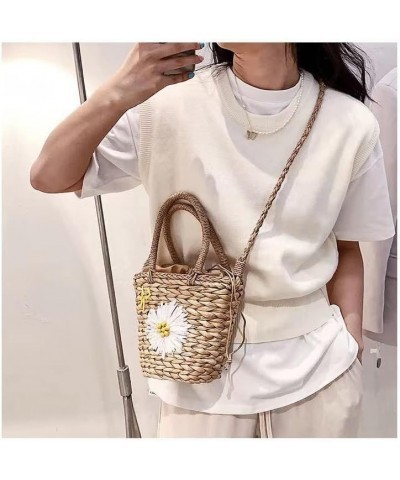 Round Straw Bag Large Woven Women Light Crossbody Bag Summer Beach Tote Handbags Handle Shoulder Bag (Color : D) R $12.35 Totes