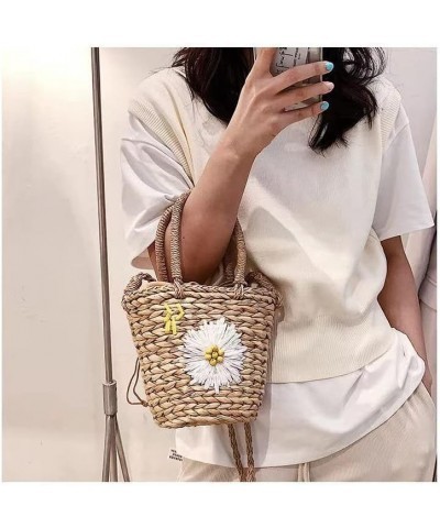 Round Straw Bag Large Woven Women Light Crossbody Bag Summer Beach Tote Handbags Handle Shoulder Bag (Color : D) R $12.35 Totes