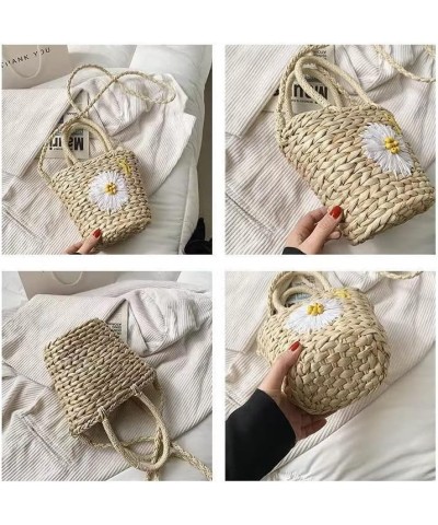 Round Straw Bag Large Woven Women Light Crossbody Bag Summer Beach Tote Handbags Handle Shoulder Bag (Color : D) R $12.35 Totes