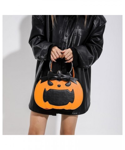 Women Pumpkin Crossbody Bag Cartoon Ring Top Handle Bag Novelty Leather Tote Bag Versatile Halloween Goodie Gift Bag Orange $...