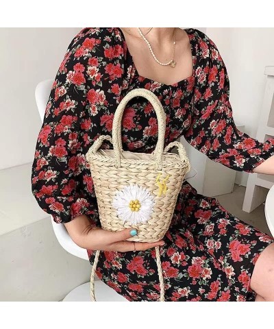 Round Straw Bag Large Woven Women Light Crossbody Bag Summer Beach Tote Handbags Handle Shoulder Bag (Color : D) R $12.35 Totes