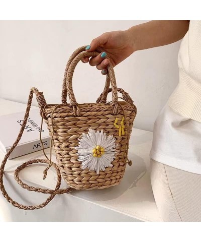 Round Straw Bag Large Woven Women Light Crossbody Bag Summer Beach Tote Handbags Handle Shoulder Bag (Color : D) R $12.35 Totes