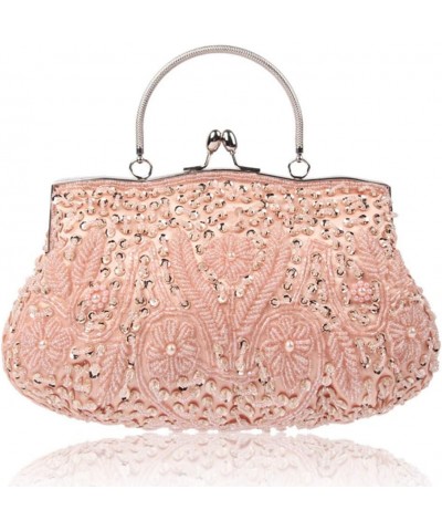 Women's Evening Handbags Vintage Beaded Sequin Design Clutch Purse for Wedding Pink $18.28 Evening Bags