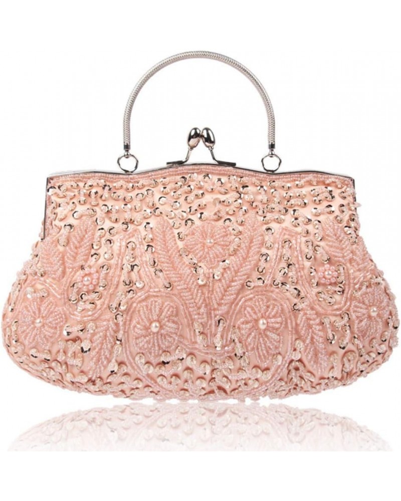 Women's Evening Handbags Vintage Beaded Sequin Design Clutch Purse for Wedding Pink $18.28 Evening Bags