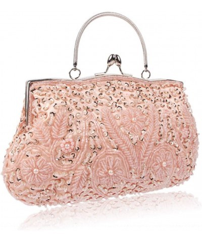 Women's Evening Handbags Vintage Beaded Sequin Design Clutch Purse for Wedding Pink $18.28 Evening Bags