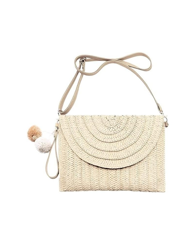 Straw Shoulder Bag Straw Clutch Straw Crossbody Bag Casual Beach Straw Handmade Bag for Women Envelope Purse Wallet (Color : ...