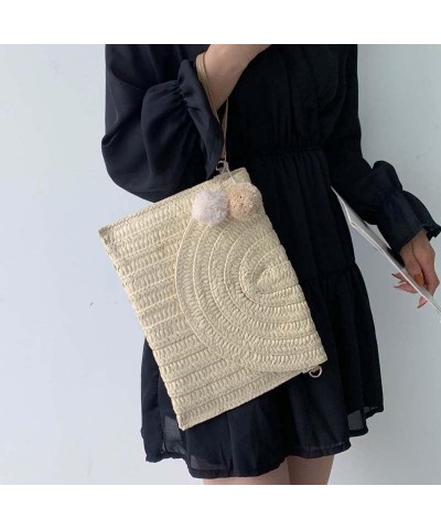 Straw Shoulder Bag Straw Clutch Straw Crossbody Bag Casual Beach Straw Handmade Bag for Women Envelope Purse Wallet (Color : ...