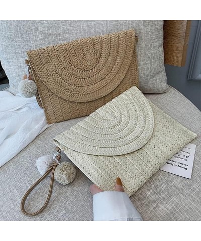 Straw Shoulder Bag Straw Clutch Straw Crossbody Bag Casual Beach Straw Handmade Bag for Women Envelope Purse Wallet (Color : ...