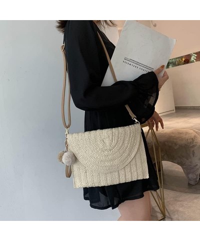 Straw Shoulder Bag Straw Clutch Straw Crossbody Bag Casual Beach Straw Handmade Bag for Women Envelope Purse Wallet (Color : ...