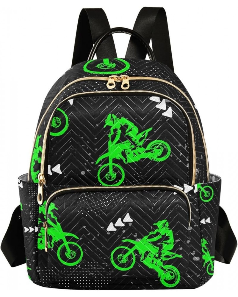 Women Backpack Motocross Grunge Neon Green Anti-Theft Travel Backpack with Luggage Belt Lightweight Handbag Lady Purse Roomy ...