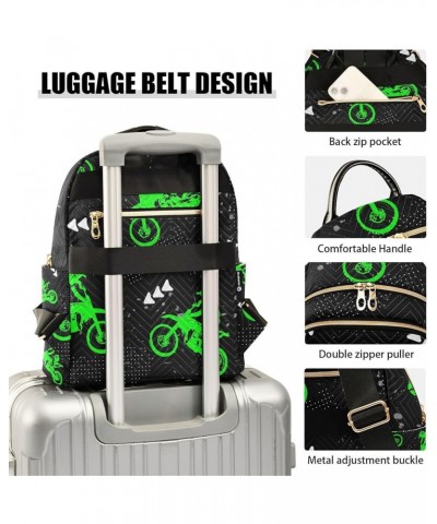 Women Backpack Motocross Grunge Neon Green Anti-Theft Travel Backpack with Luggage Belt Lightweight Handbag Lady Purse Roomy ...