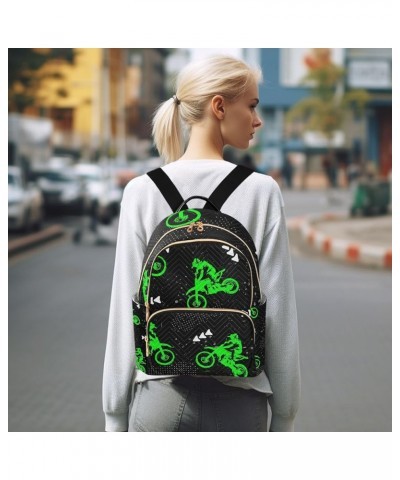 Women Backpack Motocross Grunge Neon Green Anti-Theft Travel Backpack with Luggage Belt Lightweight Handbag Lady Purse Roomy ...