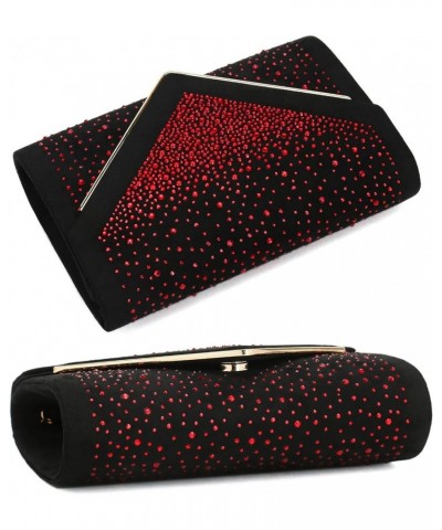 Envelope Purse Formal Faux Suede Clutch Rhinestone Evening Bag for Women Party Handbag Black/Red $19.92 Evening Bags