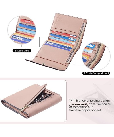 RFID Blocking Small Mini Compact Wallet Trifold Credit Card Holder Pocket Purse for Women Napa Pink $7.66 Wallets