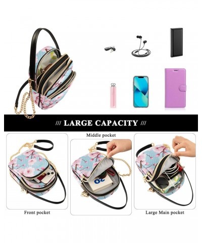 Blue Cherry Flowers Crossbody Bag for Women Cell Phone Purse Wallet with Removable Chain Shoulder Handbag for Work Phone Trav...