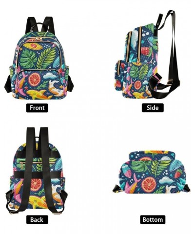 Mini Backpack Purse for Women, Rainbow Shark Leave Fruits Travel Bag Casual Daypack Shoulder Bag Small $18.55 Backpacks