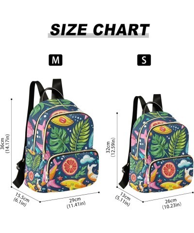 Mini Backpack Purse for Women, Rainbow Shark Leave Fruits Travel Bag Casual Daypack Shoulder Bag Small $18.55 Backpacks