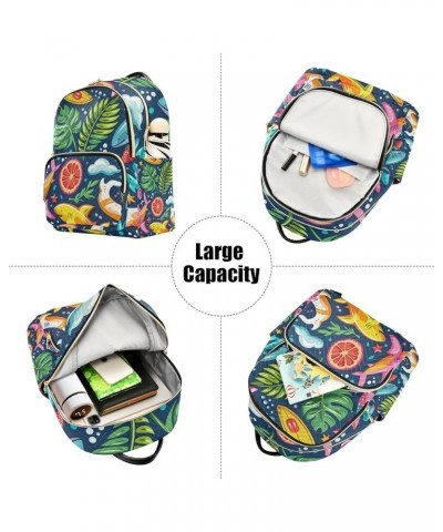 Mini Backpack Purse for Women, Rainbow Shark Leave Fruits Travel Bag Casual Daypack Shoulder Bag Small $18.55 Backpacks