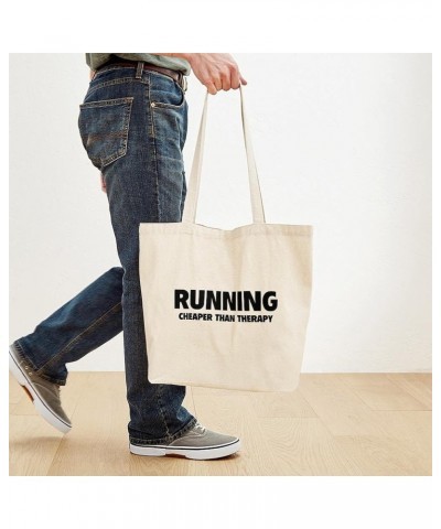 Running Late Is My Cardio Tote Bag Natural Canvas Tote Bag, Reusable Shopping Bag Running Cheaper Than Therapy Tote Bag Mediu...