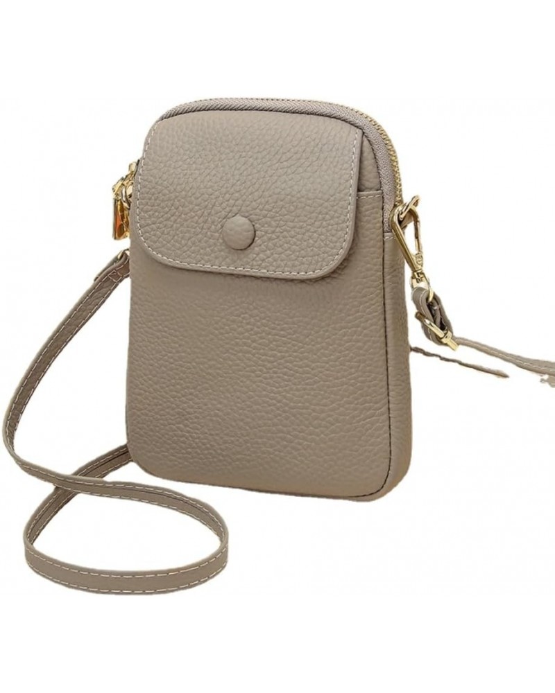 Genuine Leather Flip Phone Bag for Women Crossbody Purse Wallet Small Phone Pouch Beige $19.11 Totes