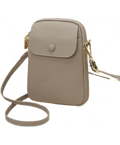 Genuine Leather Flip Phone Bag for Women Crossbody Purse Wallet Small Phone Pouch Beige $19.11 Totes