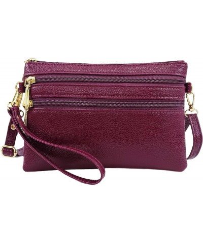 Trip Zip Small Shoulder Bag Crossbody Wristlet Handbags for Women,Wrist and Shoulder Strap Purplish Red $7.69 Shoulder Bags