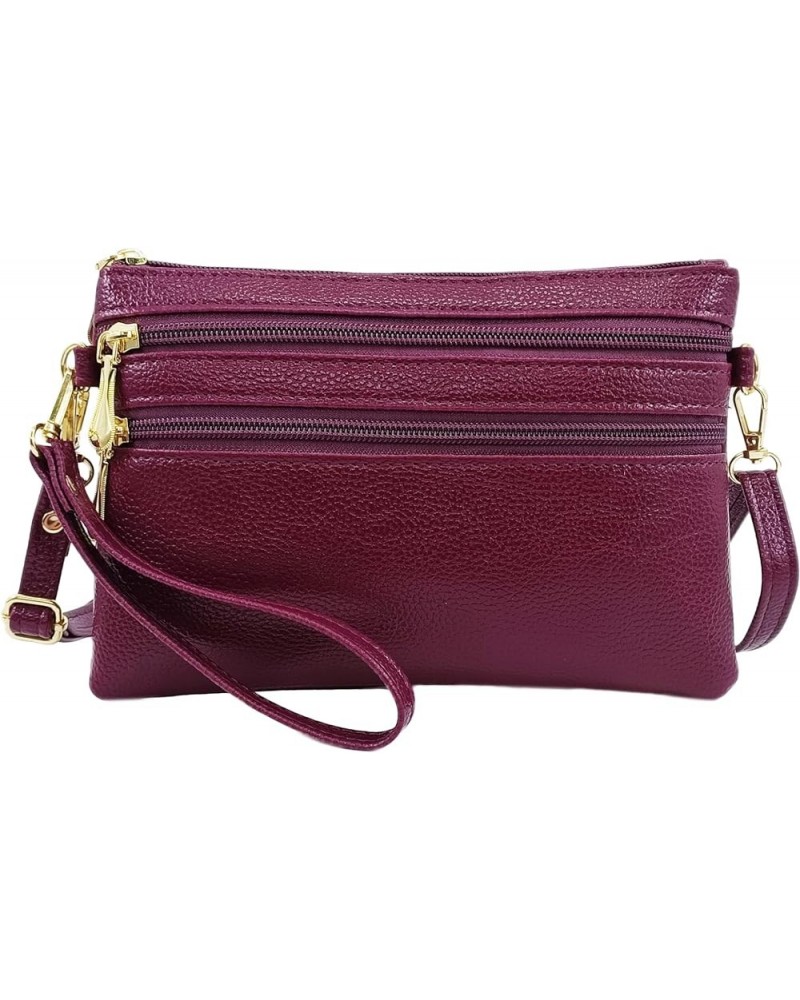 Trip Zip Small Shoulder Bag Crossbody Wristlet Handbags for Women,Wrist and Shoulder Strap Purplish Red $7.69 Shoulder Bags