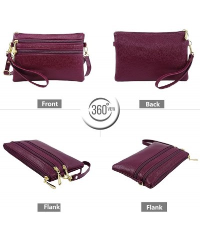 Trip Zip Small Shoulder Bag Crossbody Wristlet Handbags for Women,Wrist and Shoulder Strap Purplish Red $7.69 Shoulder Bags