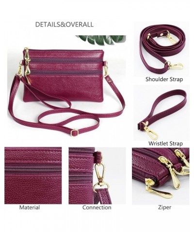 Trip Zip Small Shoulder Bag Crossbody Wristlet Handbags for Women,Wrist and Shoulder Strap Purplish Red $7.69 Shoulder Bags