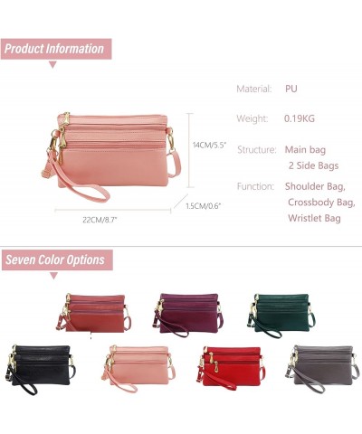 Trip Zip Small Shoulder Bag Crossbody Wristlet Handbags for Women,Wrist and Shoulder Strap Purplish Red $7.69 Shoulder Bags