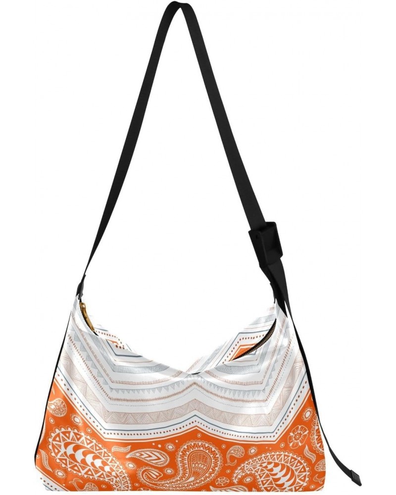 Casual Shoulder Bag Crossbody Seamless Paisley Pattern Hobo Handbag Purses with Wide Shoulder Strap Traditional Ethnic Trendy...