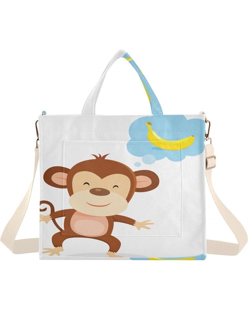 Monkey Thinking Of Banana Women's Tote Handbags Top Handle Satchel Shoulder Bag Crossbody Bag M $14.40 Totes