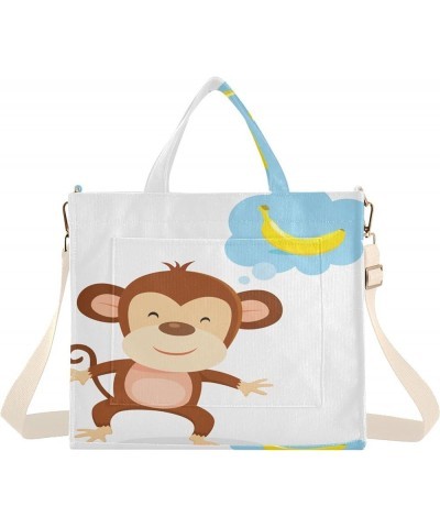 Monkey Thinking Of Banana Women's Tote Handbags Top Handle Satchel Shoulder Bag Crossbody Bag M $14.40 Totes