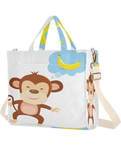 Monkey Thinking Of Banana Women's Tote Handbags Top Handle Satchel Shoulder Bag Crossbody Bag M $14.40 Totes