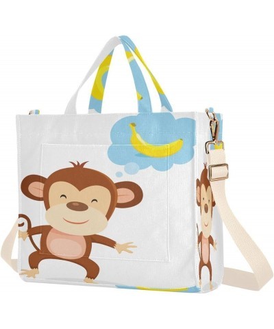 Monkey Thinking Of Banana Women's Tote Handbags Top Handle Satchel Shoulder Bag Crossbody Bag M $14.40 Totes